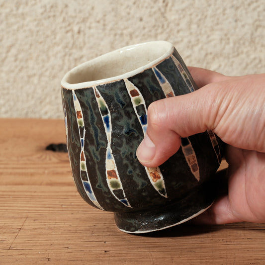 ワインカップ・フリーカップ(黒) 幾何学模様 | 加守田 太郎