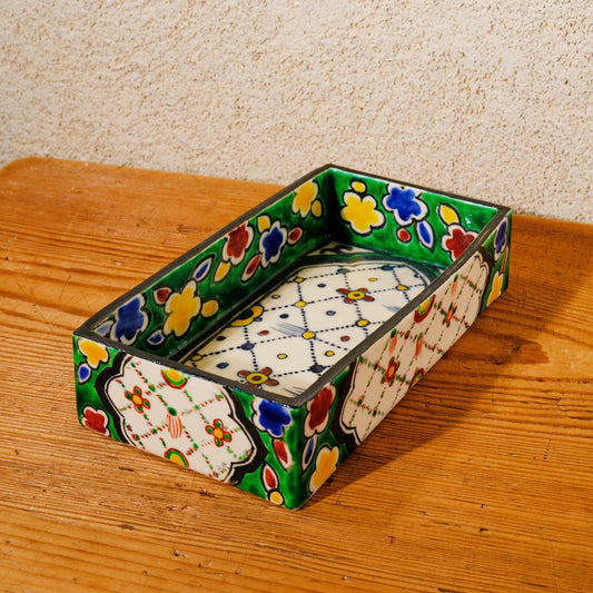 色絵角皿 瓔珞紋(清水焼・乾山写) | 宮本 博