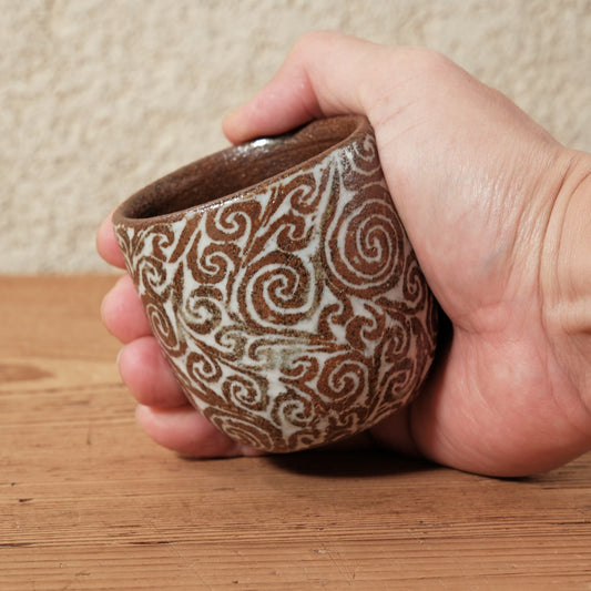 湯呑み小 象嵌唐草文 - 益子焼 - 04 | 松原 直之