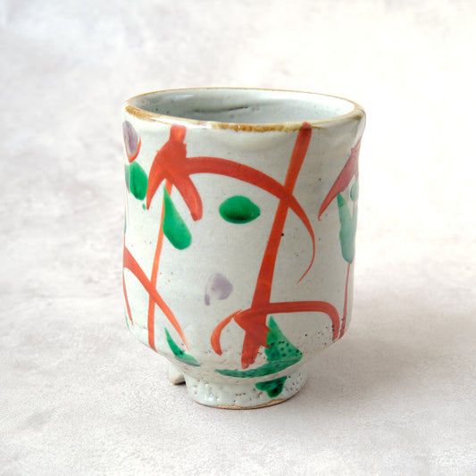 湯呑み 大 鉄絵・赤絵 唐草文 - 益子焼 - 03 | 松原 直之