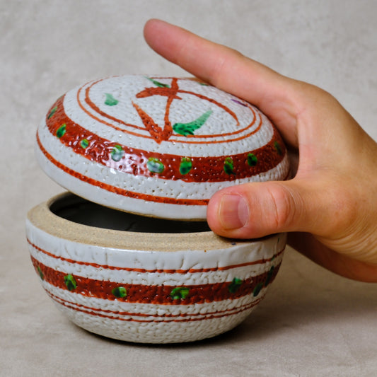 蓋物・小物入れ 赤絵 - 益子焼 - 02 | 松原 直之