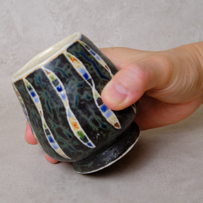 ワインカップ・フリーカップ（黒） 幾何学模様 | 加守田 太郎