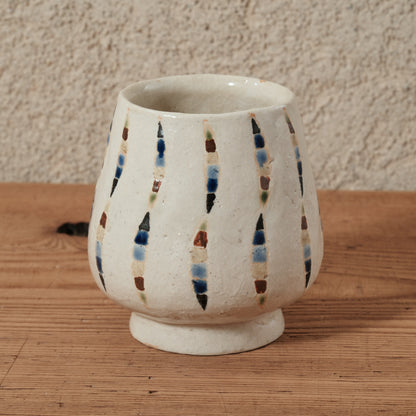 ワインカップ（白） 幾何学模様 | 加守田 太郎