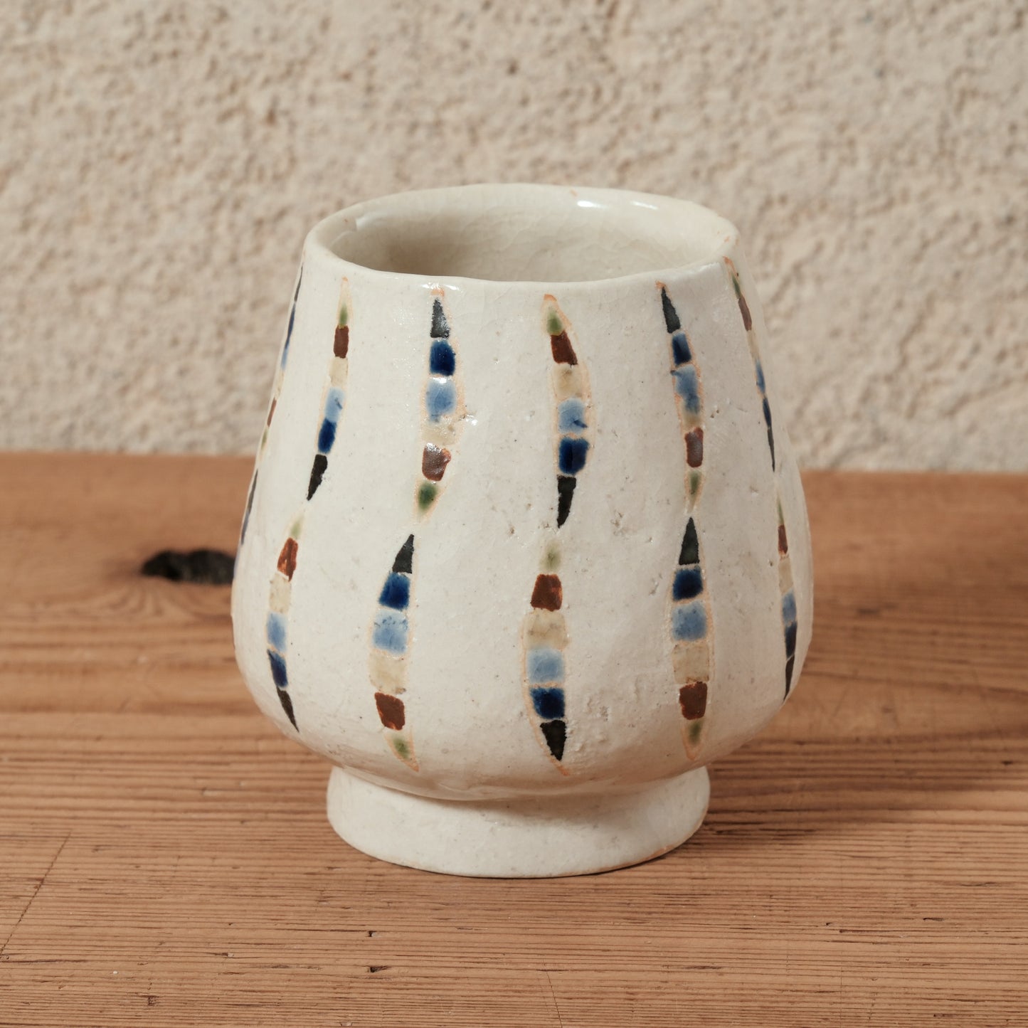 ワインカップ（白） 幾何学模様 | 加守田 太郎