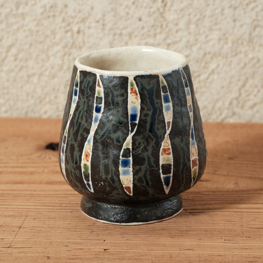 ワインカップ・フリーカップ（黒） 幾何学模様 | 加守田 太郎