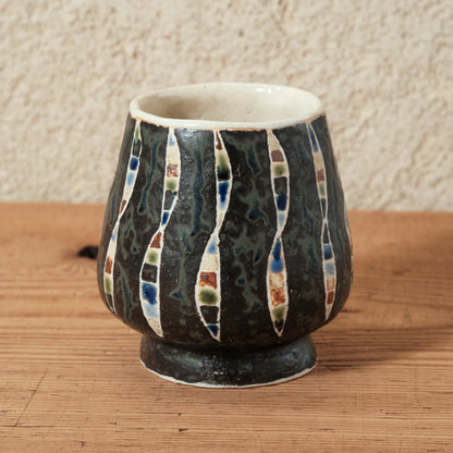 ワインカップ・フリーカップ（黒） 幾何学模様 | 加守田 太郎