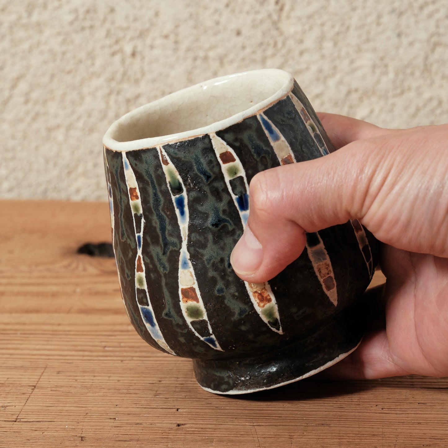 ワインカップ・フリーカップ（黒） 幾何学模様 | 加守田 太郎