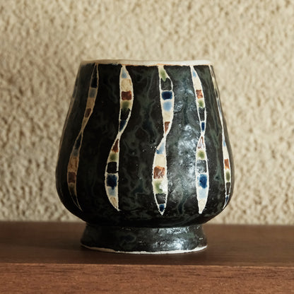 ワインカップ・フリーカップ（黒） 幾何学模様 | 加守田 太郎