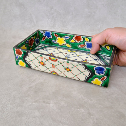 色絵角皿 瓔珞紋（清水焼・乾山写） | 宮本 博