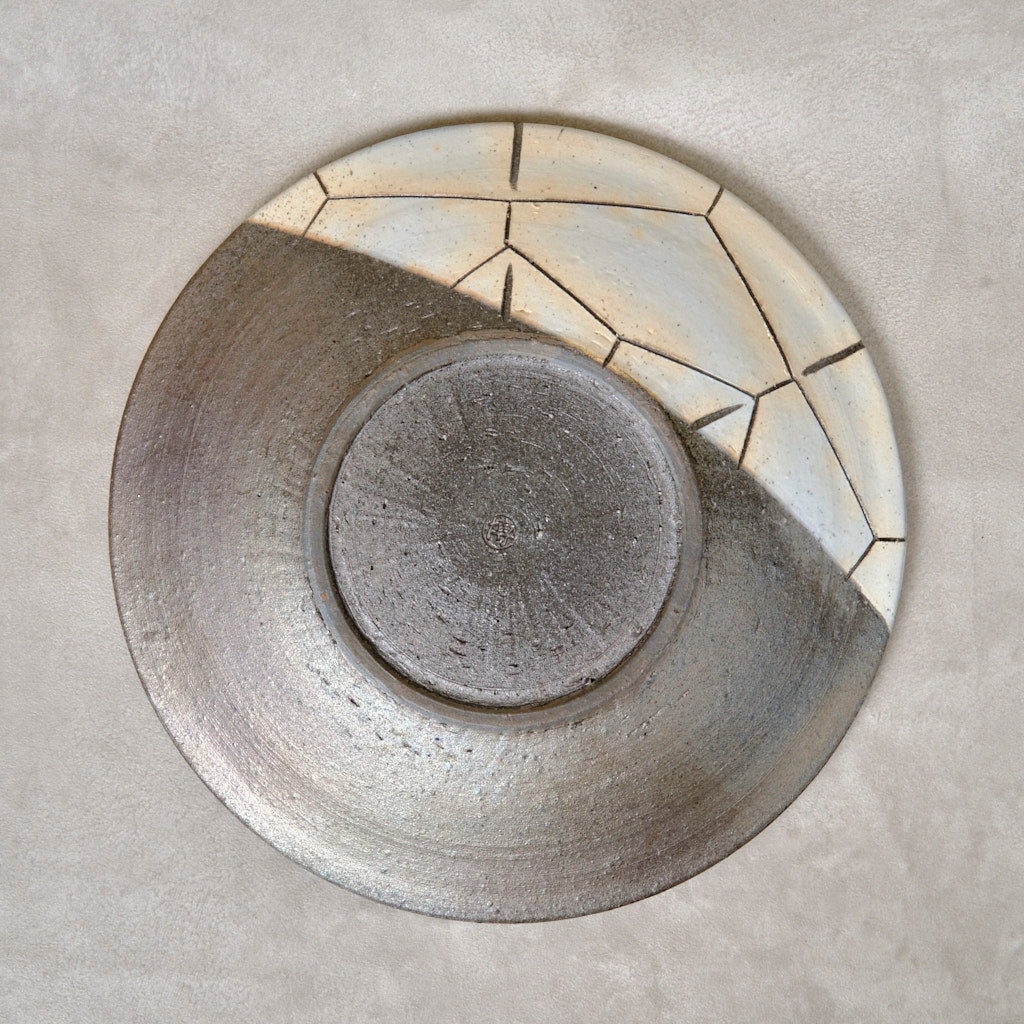 灰釉焼〆七寸皿 亀甲紋（清水焼） | 宮本 博