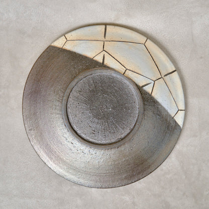 灰釉焼〆七寸皿 亀甲紋（清水焼） | 宮本 博