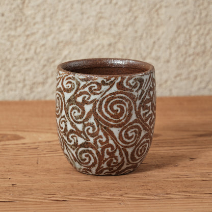 湯呑み小 象嵌唐草文 - 益子焼 - 03 | 松原 直之