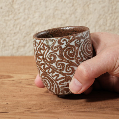 湯呑み小 象嵌唐草文 - 益子焼 - 03 | 松原 直之