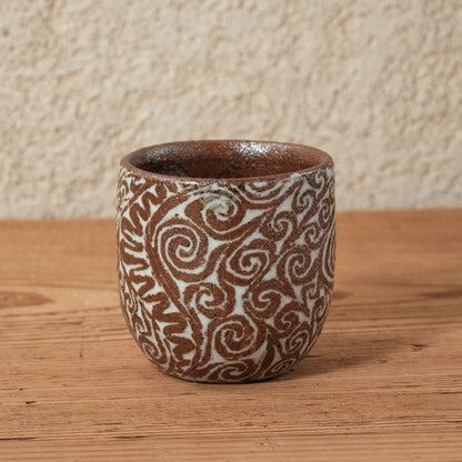 湯呑み小 象嵌唐草文 - 益子焼 - 04 | 松原 直之