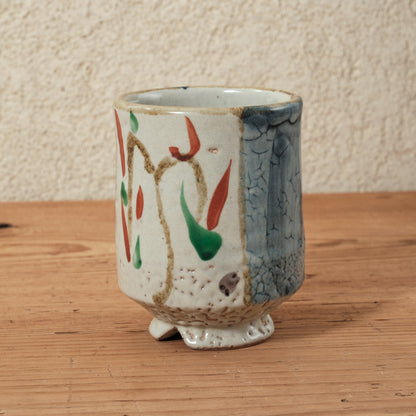 湯呑み 大 鉄絵・赤絵 唐草文 - 益子焼 - 01 | 松原 直之