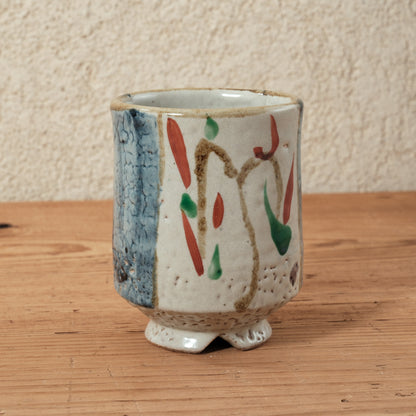 湯呑み 大 鉄絵・赤絵 唐草文 - 益子焼 - 01 | 松原 直之