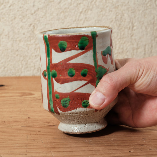 湯呑み 大 鉄絵・赤絵 唐草文 - 益子焼 - 02 | 松原 直之