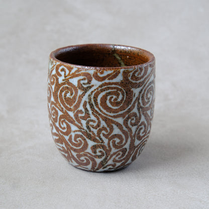 湯呑み小 象嵌唐草文 - 益子焼 - 03 | 松原 直之