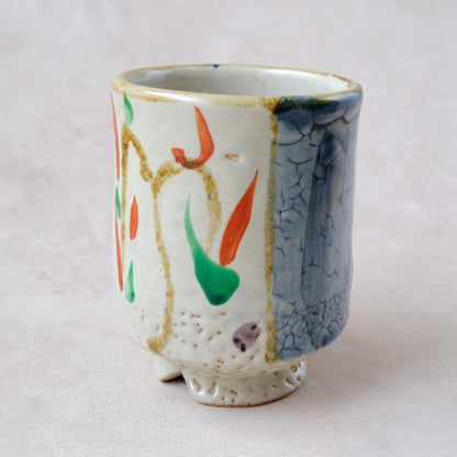 湯呑み 大 鉄絵・赤絵 唐草文 - 益子焼 - 01 | 松原 直之