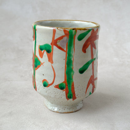 湯呑み 大 鉄絵・赤絵 唐草文 - 益子焼 - 02 | 松原 直之