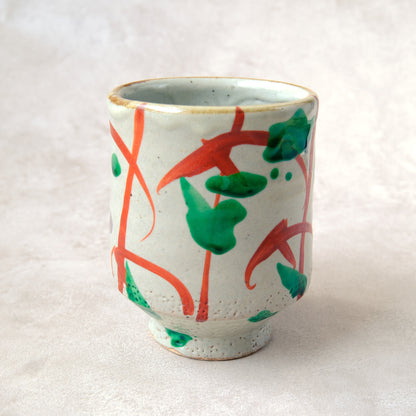 湯呑み 大 鉄絵・赤絵 唐草文 - 益子焼 - 03 | 松原 直之