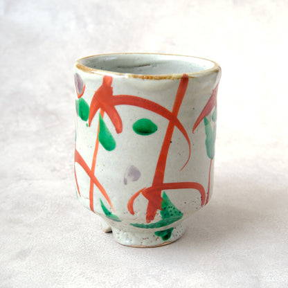 湯呑み 大 鉄絵・赤絵 唐草文 - 益子焼 - 03 | 松原 直之