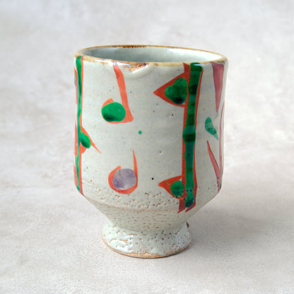 湯呑み 大 鉄絵・赤絵 唐草文 - 益子焼 - 04 | 松原 直之