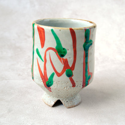 湯呑み 大 鉄絵・赤絵 唐草文 - 益子焼 - 04 | 松原 直之