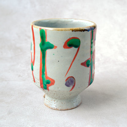 湯呑み 大 鉄絵・赤絵 唐草文 - 益子焼 - 04 | 松原 直之