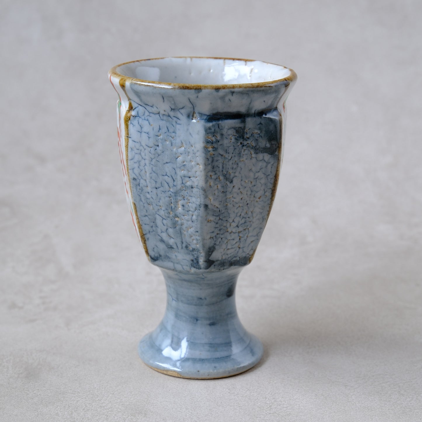 ゴブレット 鉄絵・赤絵 唐草文 - 益子焼 - 02 | 松原 直之