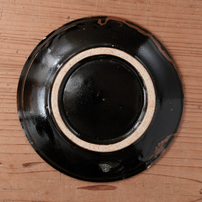 [ 村澤 享 ] 柿釉抜絵7寸・中皿② - 益子焼