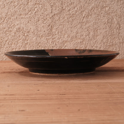 [ 村澤 享 ] 柿釉抜絵7寸・中皿② - 益子焼