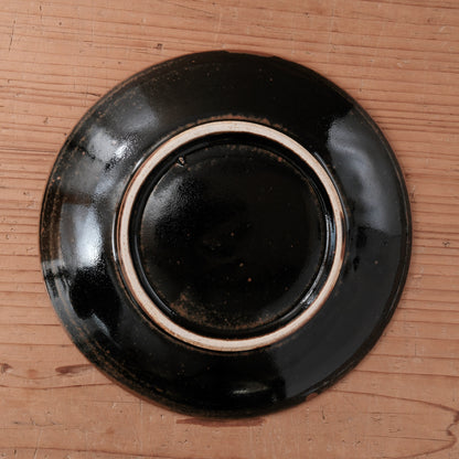 [ 村澤 享 ] 柿釉抜絵7寸・中皿① - 益子焼