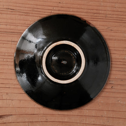 [ 村澤 享 ] 柿釉抜絵5寸・中皿①- 益子焼