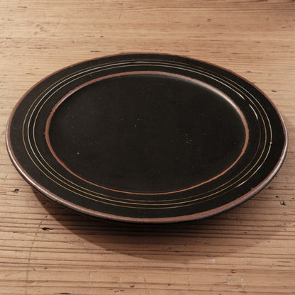 [ 村澤 享 ] リムプレート7寸・中皿 黒釉 - 益子焼