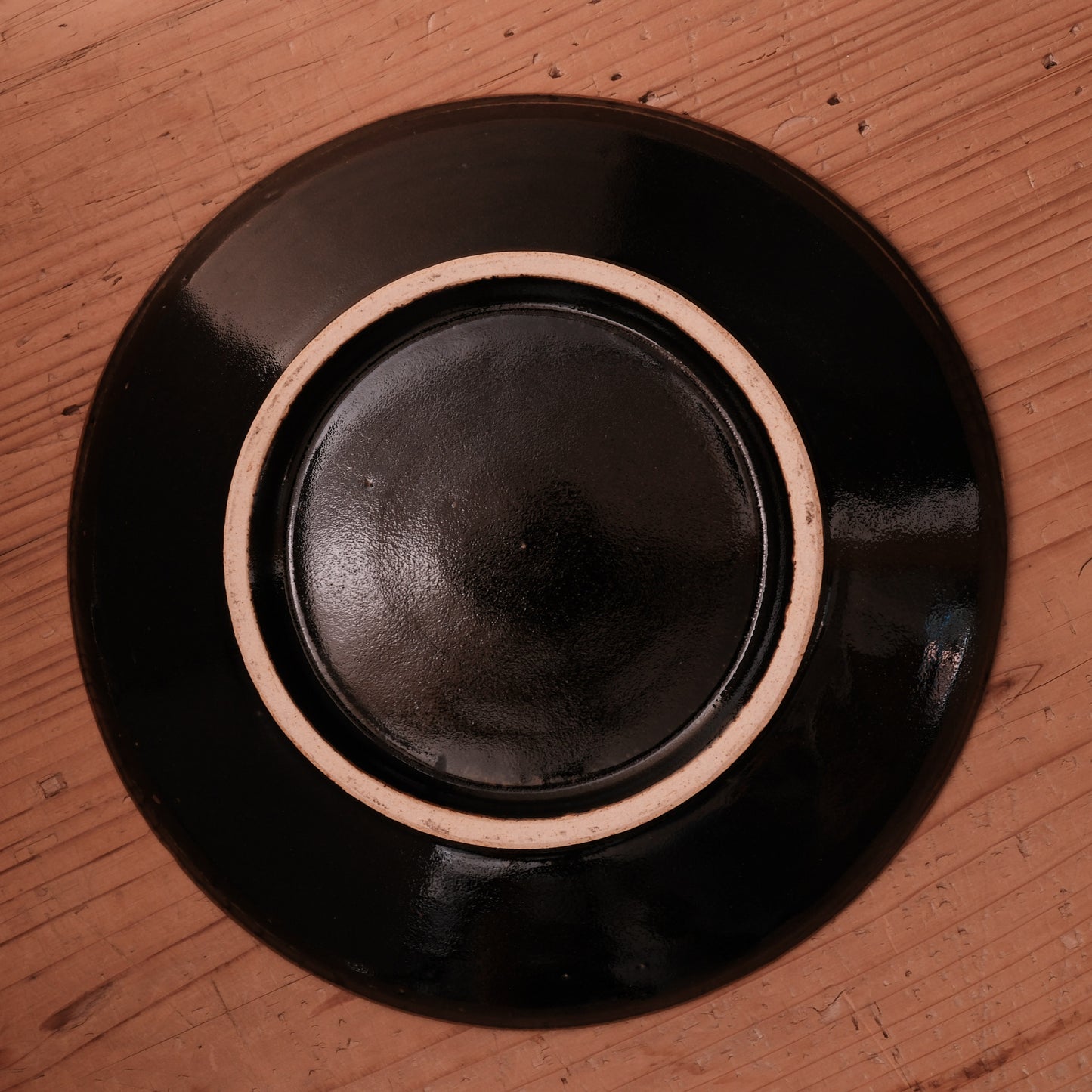 [ 村澤 享 ] 柿釉抜絵9寸・大皿 - 益子焼