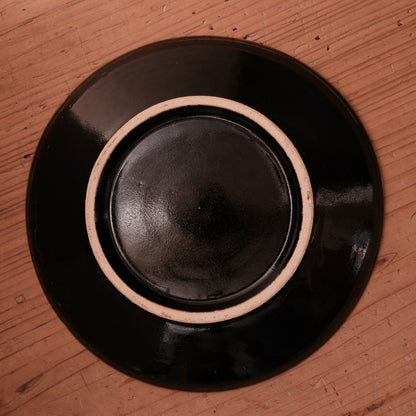 [ 村澤 享 ] 柿釉抜絵9寸・大皿 - 益子焼