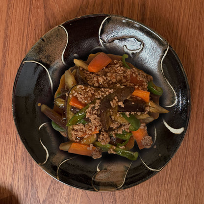 [ 村澤 享 ] 柿釉抜絵9寸・大皿 - 益子焼