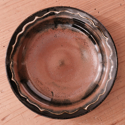 [ 村澤 享 ] 波縁取り8寸・大鉢 柿黒釉 - 益子焼