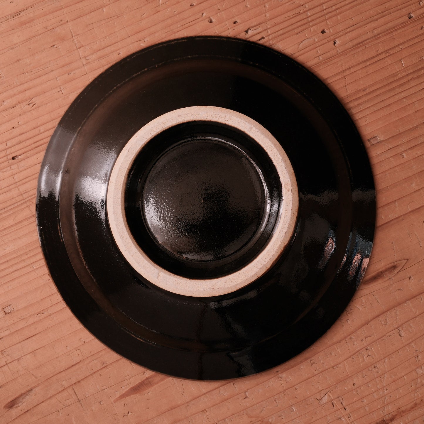 [ 村澤 享 ] 波縁取り8寸・大鉢 柿黒釉 - 益子焼