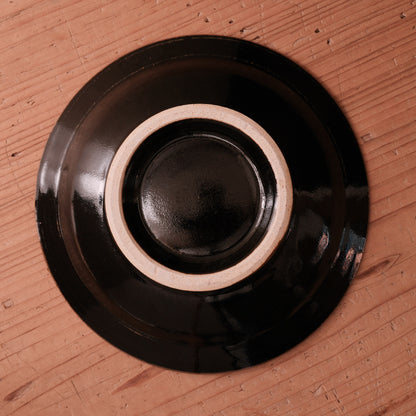 [ 村澤 享 ] 波縁取り8寸・大鉢 柿黒釉 - 益子焼