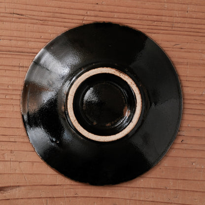 [ 村澤 享 ] 柿釉抜絵5寸・中皿②- 益子焼