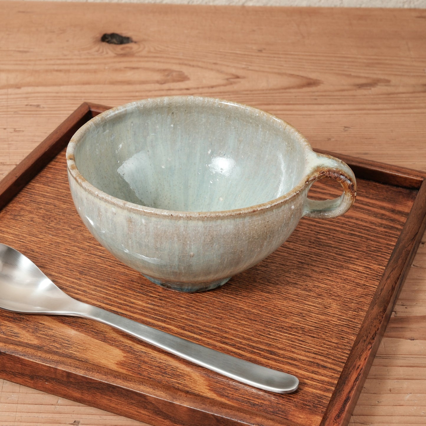 [ 田尾 明子 ] 片手スープカップ ワラ釉 幅約15.5cm