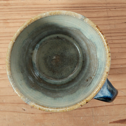 [ 田尾 明子 ] マグカップ 青釉 幅約11.8cm×高約9.8cm