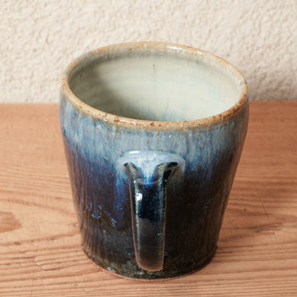 [ 田尾 明子 ] マグカップ 青釉 幅約11.8cm×高約9.8cm