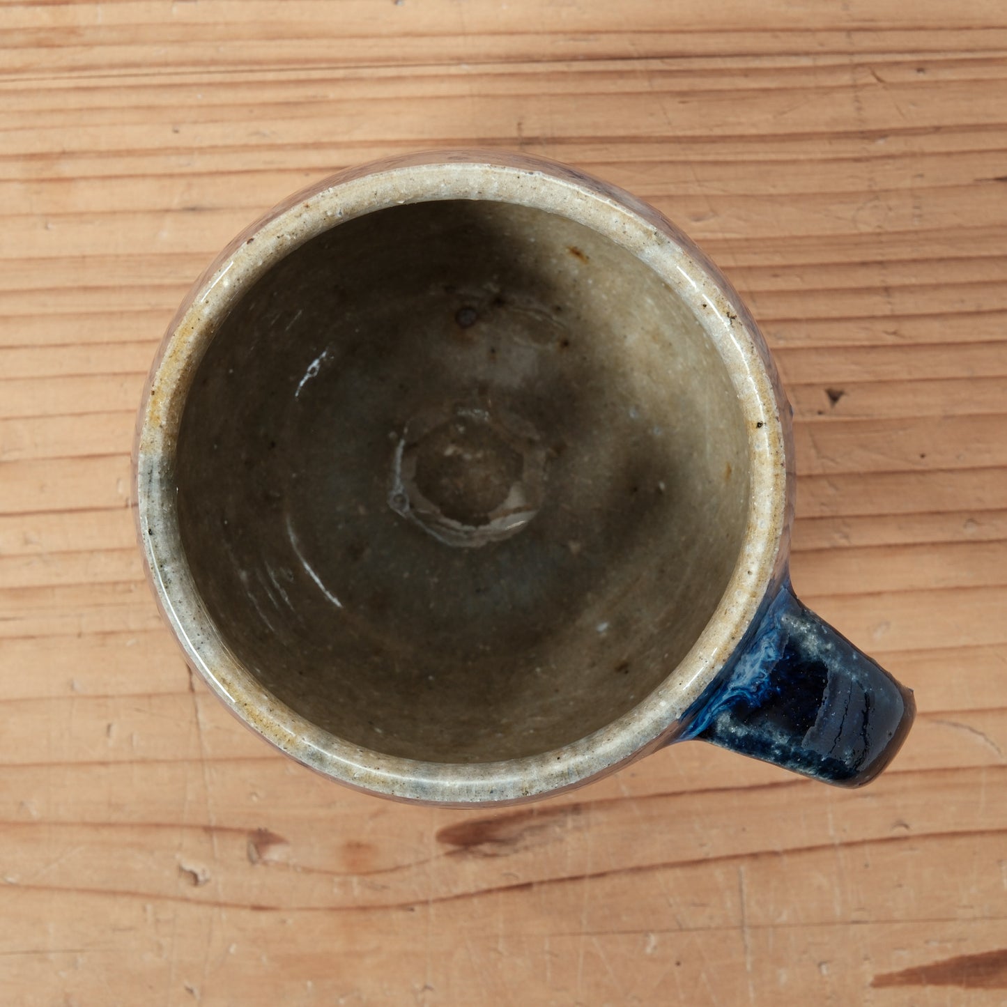 [ 田尾 明子 ] 丸マグカップ 青釉 幅約11cm×高約8.5cm