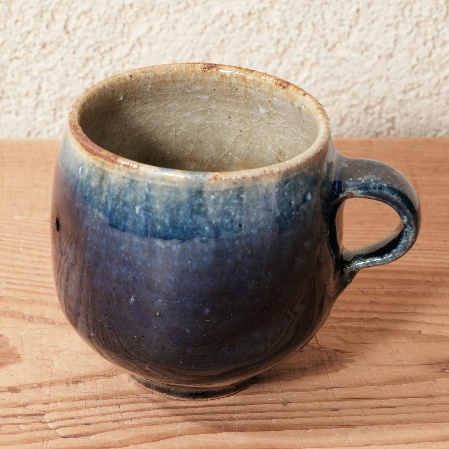 [ 田尾 明子 ] 丸マグカップ 青釉 幅約11cm×高約8.5cm
