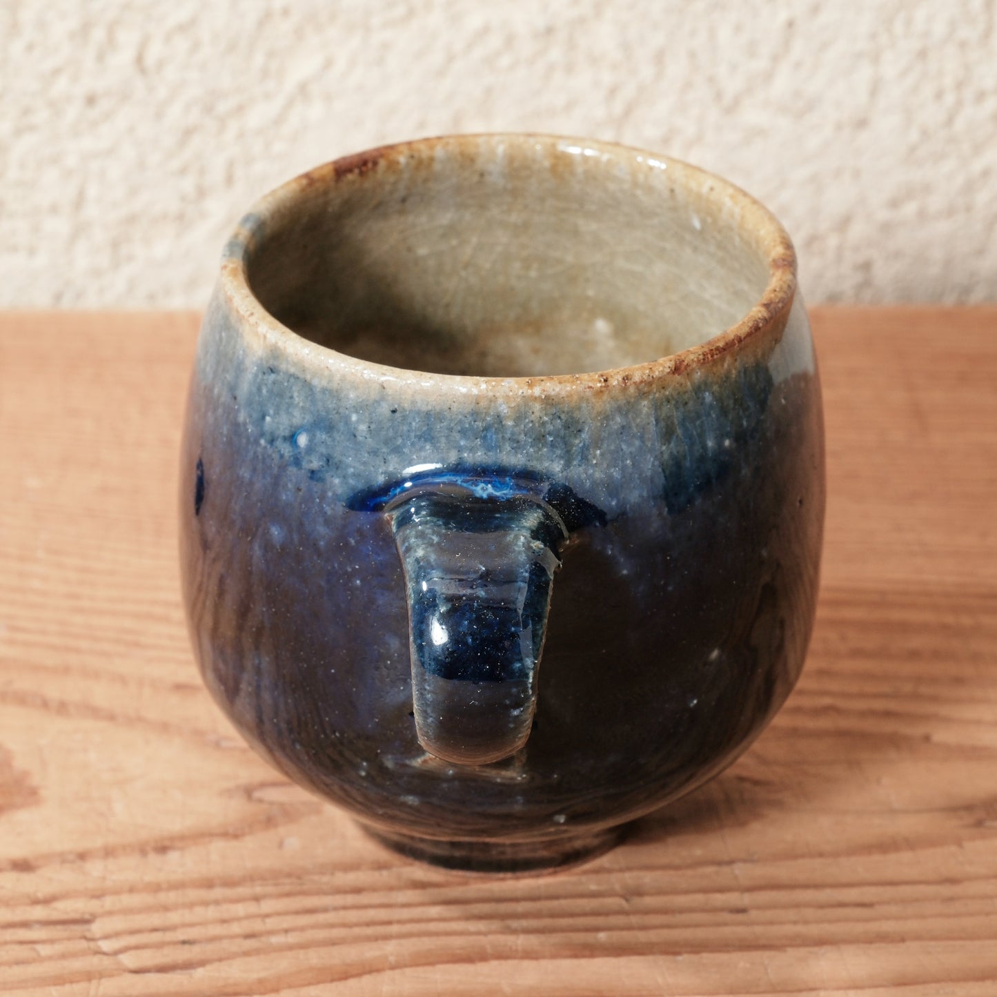 [ 田尾 明子 ] 丸マグカップ 青釉 幅約11cm×高約8.5cm