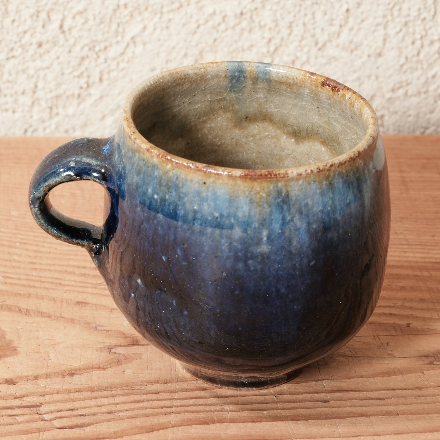 [ 田尾 明子 ] 丸マグカップ 青釉 幅約11cm×高約8.5cm