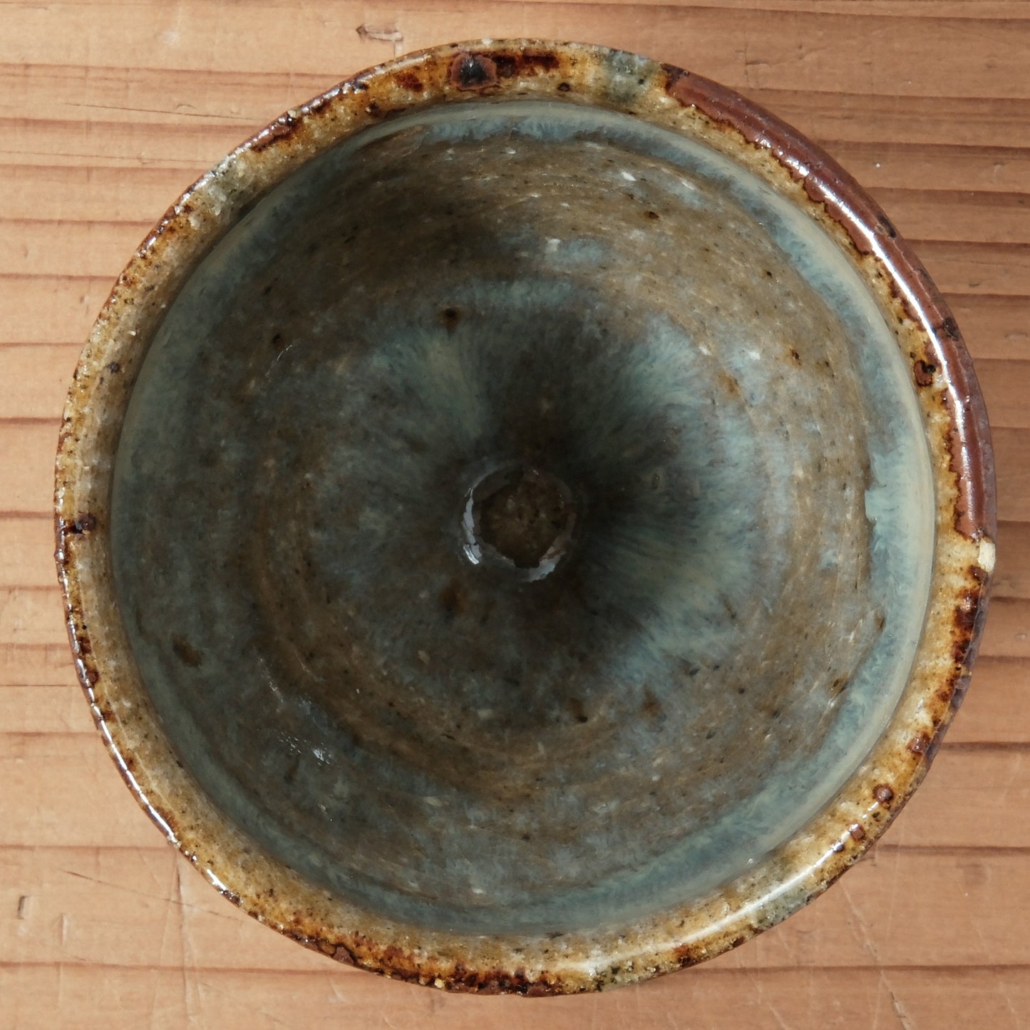 [ 田尾 明子 ] ぐい呑みL 青釉 幅約6.4cm×高約6.4cm